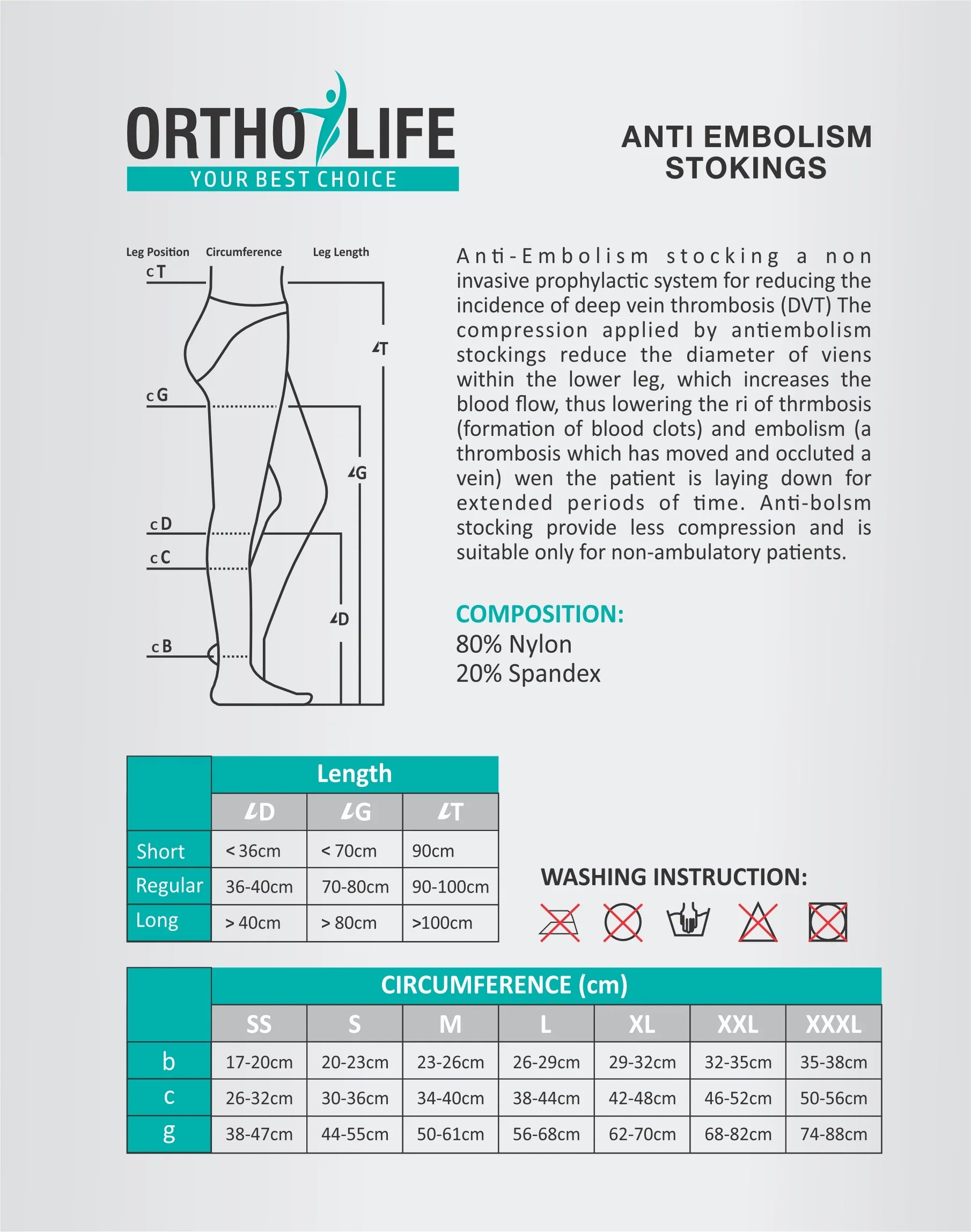 OrthoLife Anti Embolism Stocking