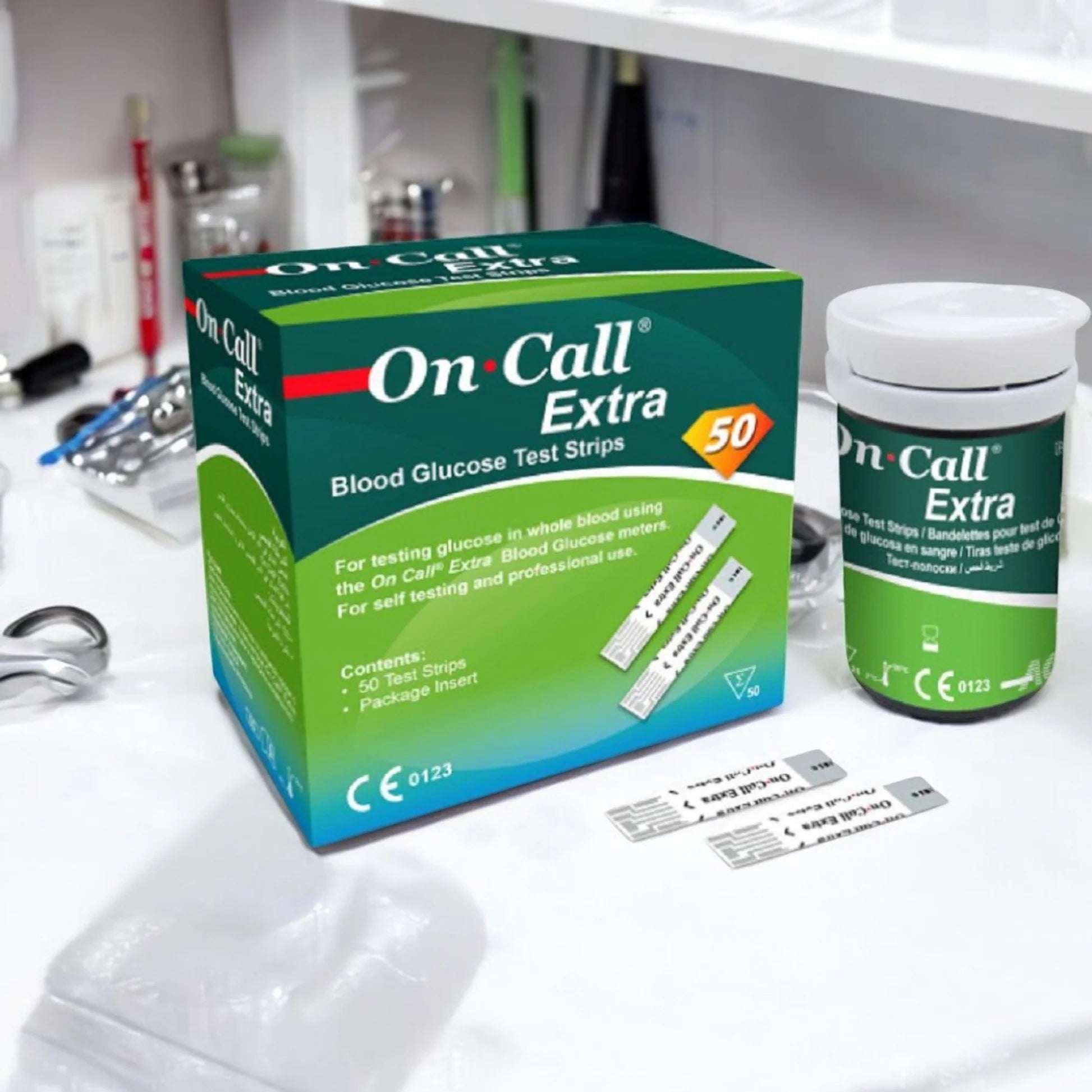 On call extra glucometer strips ( 50 pcs )