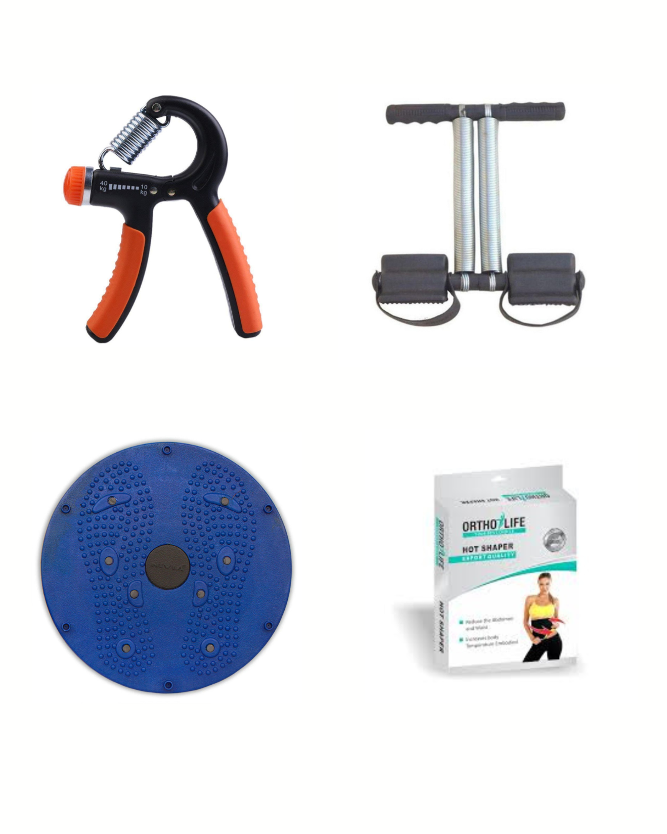Ultimate fitness bundle, Tummy trimmer + tummy twister + hand gripper + hot shaper belt