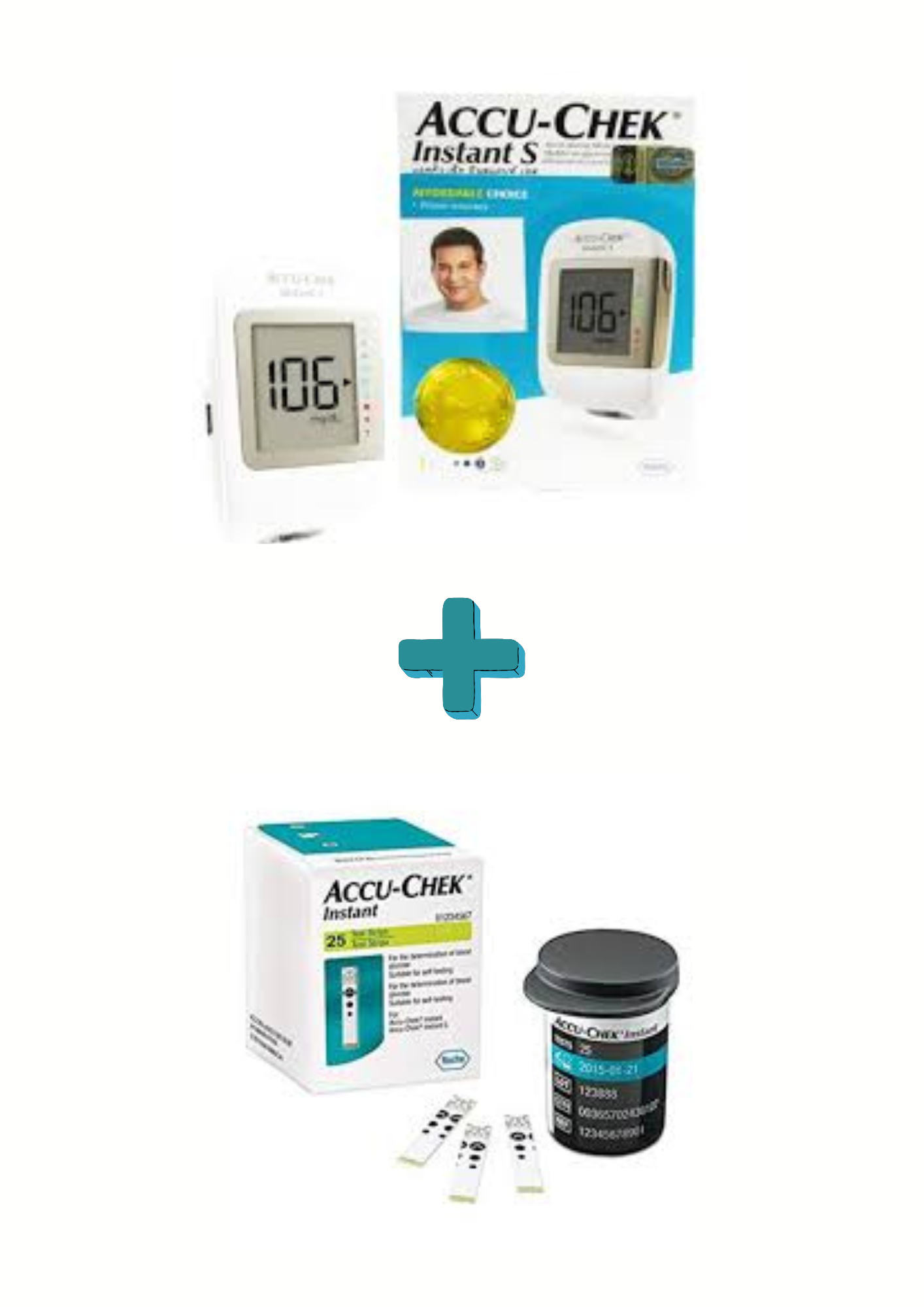 Accu chek instant s + glucometers strips bundle