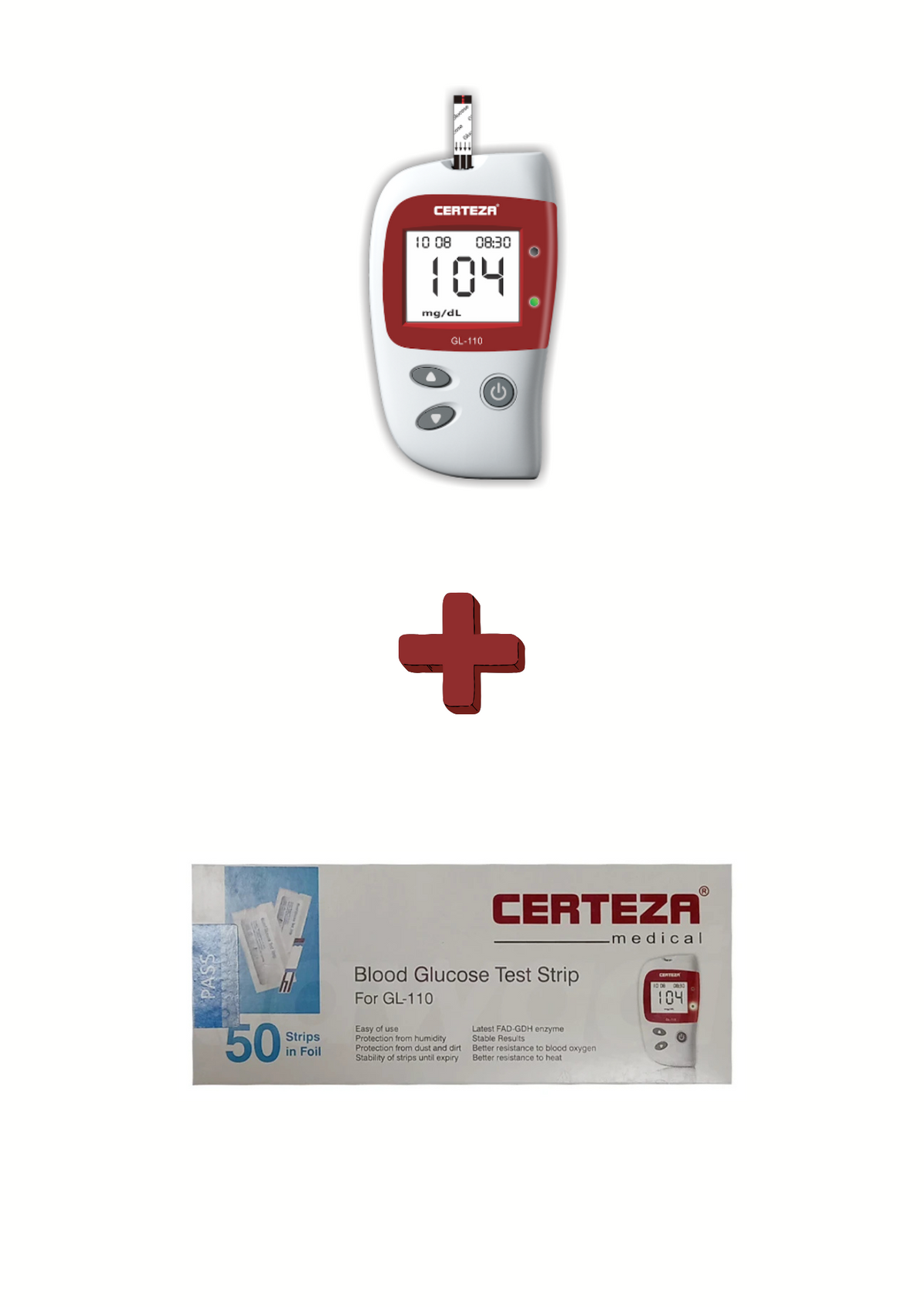 Certeza gl-110 glucometer + glucometer strips bundle