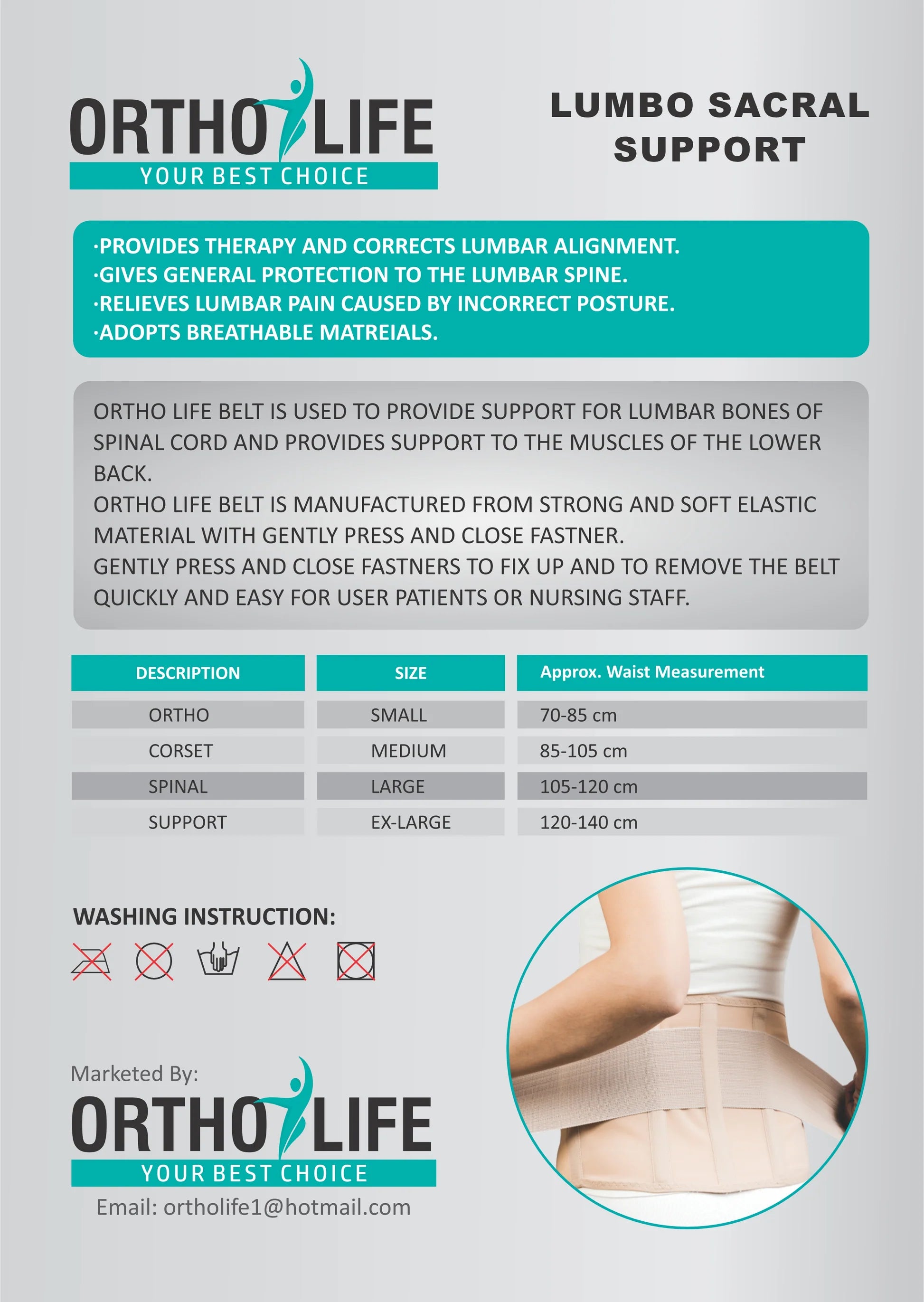 Ortholife lumbo sacral support belt