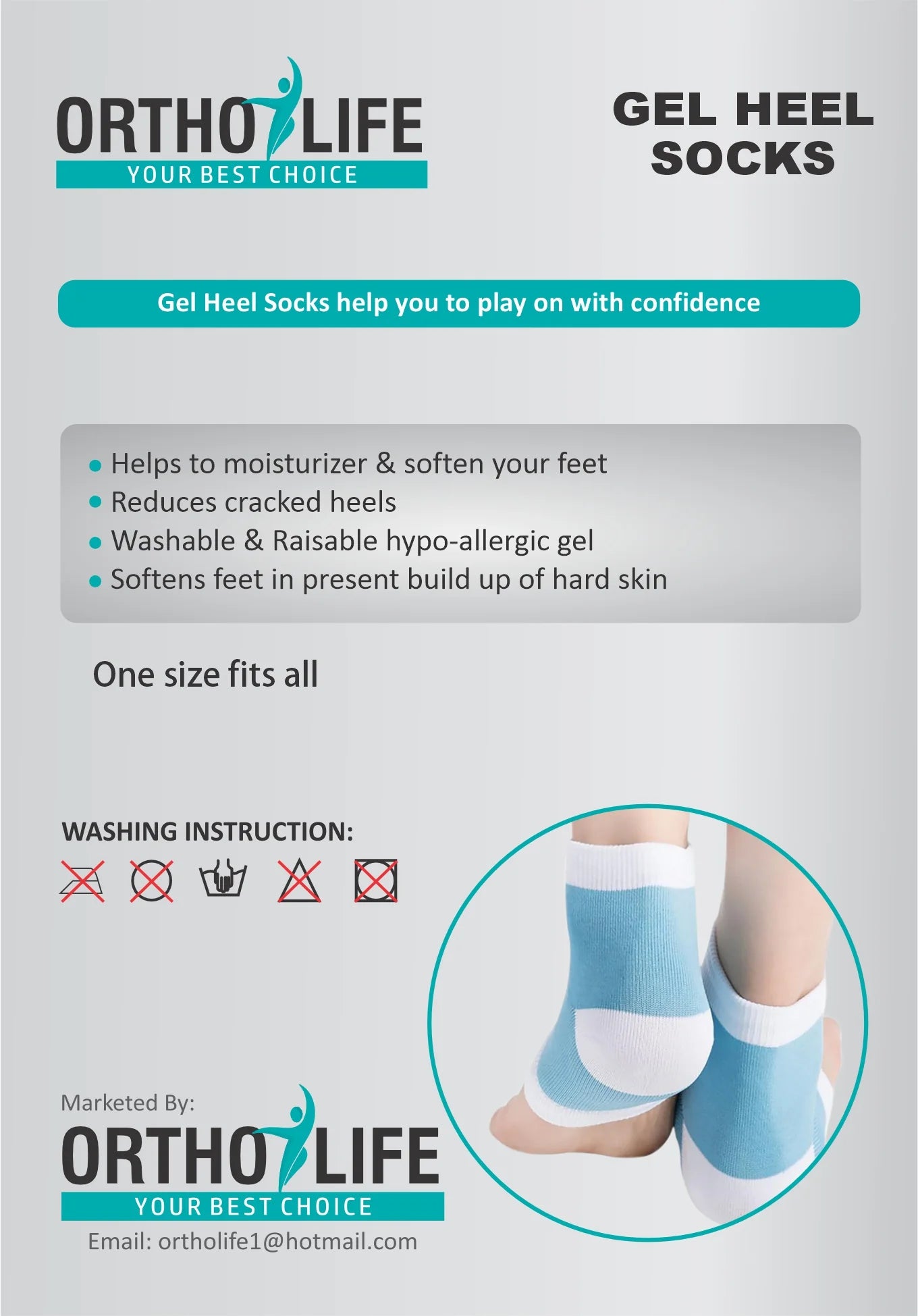 OrthoLife Gel Heel Socks