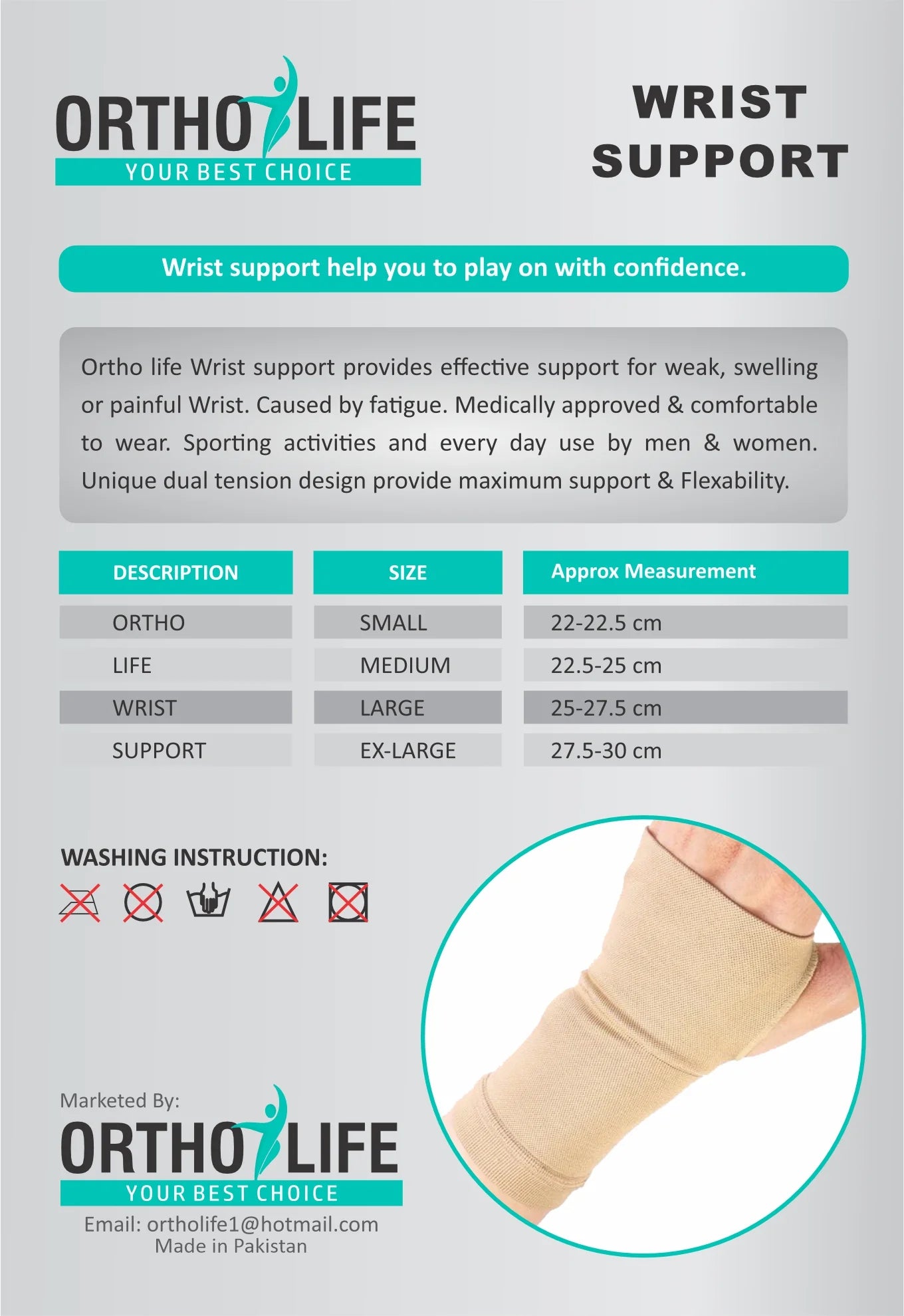 OrthoLife Wrist Support ( single )